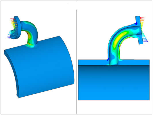 finite element bending of a nozzle connection