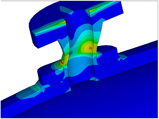 Stress intensity in the nozzle of suction bottle