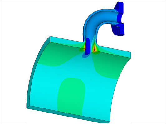 finite element pressure stress of a nozzle connection